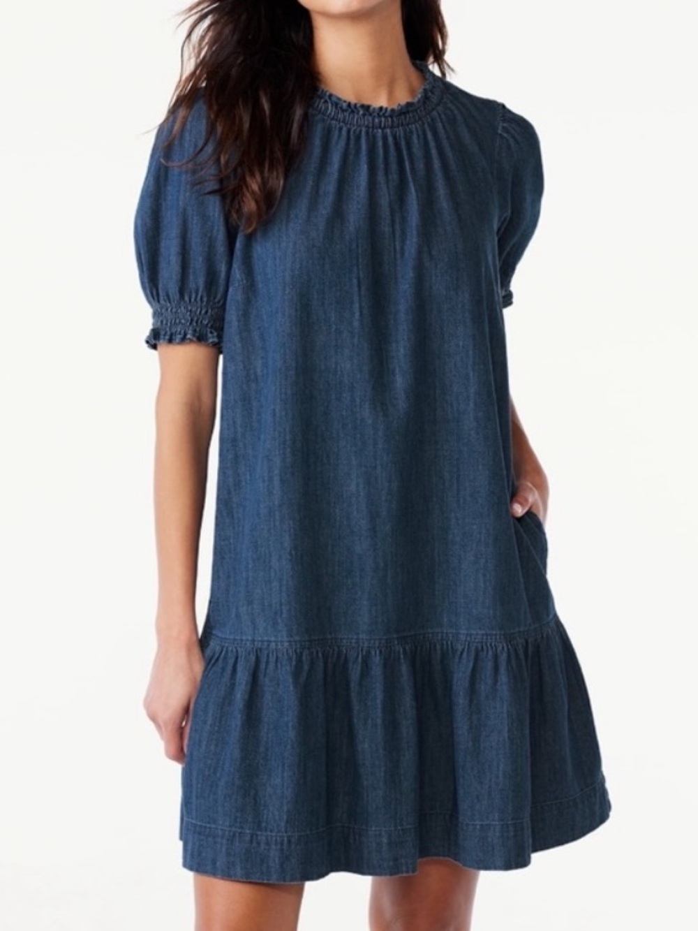 Free Assembly Short Sleeves Cotton Denim Dress